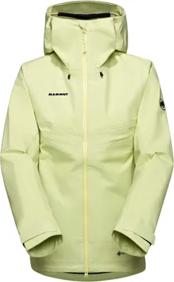 Hellgelbe Mammut Crater IV HS Hooded Jacke mit Kapuze und durchgehendem Reißverschluss