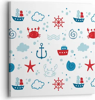 Produktbild von Bild auf Leinwand - Leinwandbild - Meer Boot Anker Schiff - 30x30cm - Wand Bild - Wanddeko - Leinwanddruck - Bilder - Kunstdruck - Wanddekoration - Leinwand bilder - Wandkunst - AC30x30-2889
