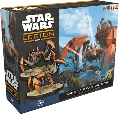 The image shows the packaging of a Star Wars Legion LM-432 Crab Droid unit expansion.
