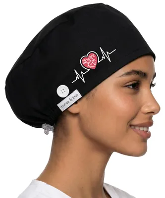 Chirurgische Mütze für Damen, OP-Haube, schwarz