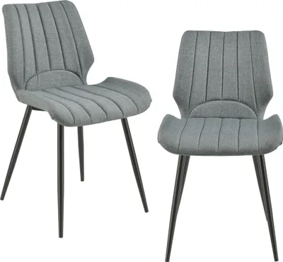 Obrázok produktu pre [en.casa] 2x Stoličky Tmavo šedé čalúnené s textilným poťahom Polohovateľná jedálenská stolička Čalúnené kreslo Lounge Set