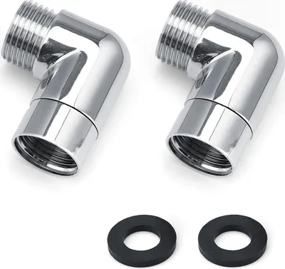 Produktbild von 2 Stück Handbrause Adapter, Duschkopf Adapter, Einstellbarer Winkel, Universal 1/2 Zoll Duschschlauch Adapter mit Unterlegscheiben, 90 Grad, silber