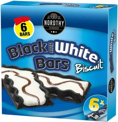 Produktbild von Nordthy Black and White Bars Biscuit 6x25g