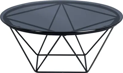 Produktbild von Couchtisch /  Beistelltisch Nairo 1 in schwarz - Glas, Metall - Durchmesser 70cm, Höhe 30cm