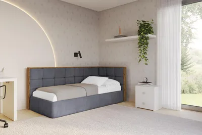 Produktbild von ALTDECOR Jugendbett mit Bettkasten SOVY - 80x200 - Dunkelgrau - Casablanca 2315 - Bett mit Matratze - Links angeordnet - Einzelbett mit Stauraum - Polsterbett Kinderbett