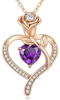 Immagine prodotto di Collana da donna in oro rosa, con ciondolo a cuore in argento sterling 925 e pietra portafortuna. Ideale come regalo
