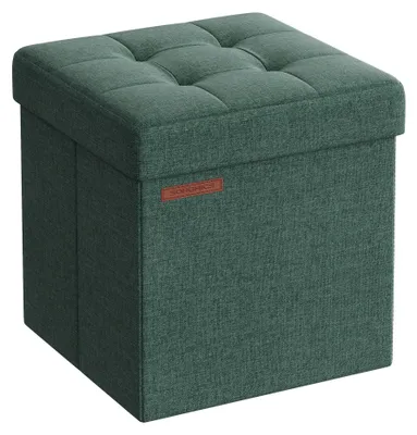Produktbild von SONGMICS 38 cm Sitzbank mit Stauraum, klappbare Sitztruhe, Aufbewahrungsbox, Fußbank, vintagegrün LSF027C01