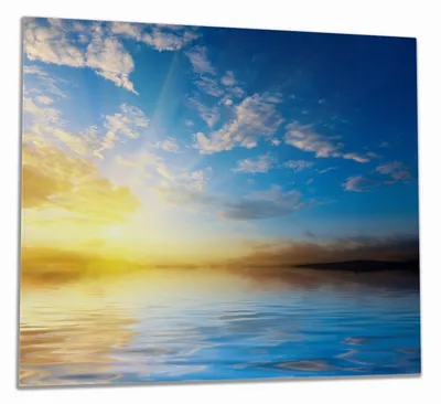 Produktbild von Wallario Herdabdeckplatte aus Glas, Größe 60 x 52 cm 1-teilig, Motiv Sonnenuntergang über dem Meer I