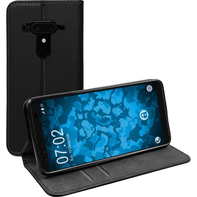 Produktbild von PhoneNatic Kunst-Lederhülle kompatibel mit HTC U12+ - Book-Case schwarz Cover