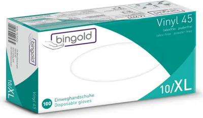 Produktbild von Einweghandschuh Vinyl 45 604653 XL transparent 100 Stück Packung mit 10 Stück