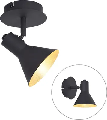 Produktbild von QAZQA - Modern Modernes Spot Schwarz 1-flammig - Magno I Wohnzimmer I Schlafzimmer - Stahl Rund - LED geeignet E14