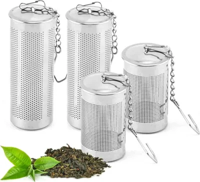 Produktbild von 4 Stück Teezange aus Edelstahl,Teeei für Losen Tee,Tee-Ei Teesieb Edelstahl,Tee Sieb Teefilter, Gewürzsieb Teeei in Verschiedenen GrößEn Teesieb
