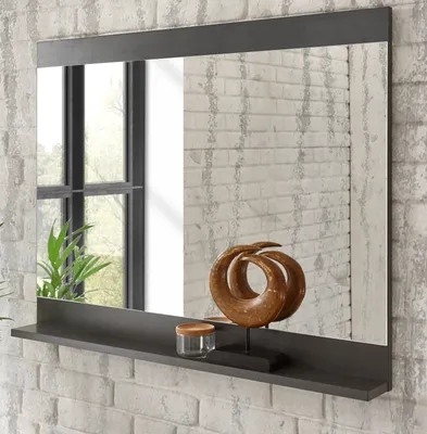 Produktbild von Garderobe Spiegel "Ward" in grau Wandspiegel mit Ablage 92 x 71 cm