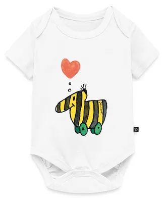 Produktbild von Spreadshirt Janosch Große Tigerente Mit Herz Liebe Kurzarm Tages Baby Body, 74 (6-9 M.), Weiß