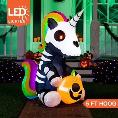 Produktbild von Famanu Aufblasbare Skelett-Einhorn - 5 Fuß - Mit LED - Innen/Außen Garten Dekoration