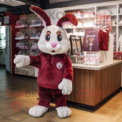 Produktbild von Kastanienbrauner REDBROKOLY Hase Maskottchen Kostüm charakter bekleidet mit einem Playsuit und Tragetaschen