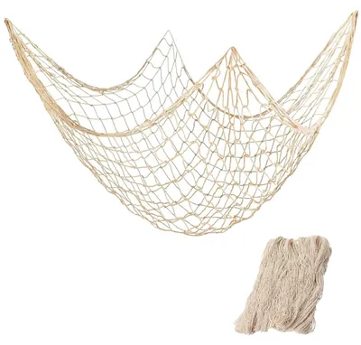 Fischernetz aus Baumwolle, Beige, 100 x 200 cm, maritim
