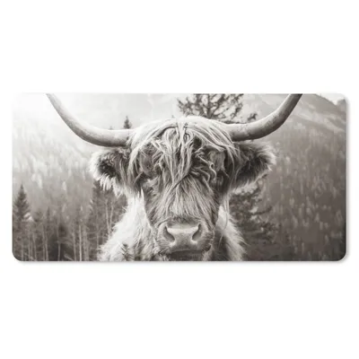 Produktbild von MuchoWow® Schreibtischunterlage Kuh - Schottischer Highlander - Schwarz - Weiß 80x40 cm - XXL Mauspad - Gaming Mauspad
