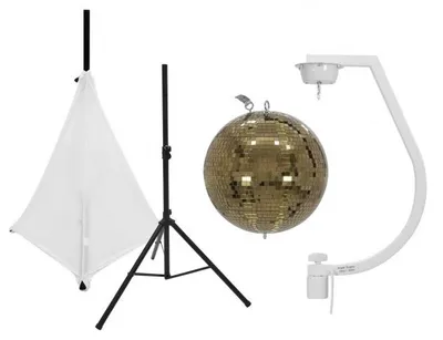 Imagen del producto de Esfera reflectante dorada de 30 cm, con trípode y difusor blanco
