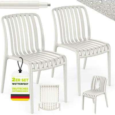 Produktbild von tillvex® Gartenstühle 2er Set Stapelbar Wetterfest | Outdoor Stühle bis 120kg belastbar | Gartenstühle Outdoor | Terrassenstuhl Gartenmöbel Balkon Garten Terrasse