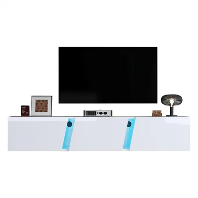 Produktbild von 180 x 35 x 30 cm, wandmontierter TV-Schrank, Lowboard TV-Schrank mit LED-Leuchten, TV-Ständer mit 3 Schranktüren,TV-Schrank Fernsehschrank Hochglanz