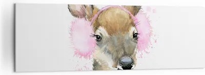 Produktbild von Bild auf Leinwand - Leinwandbild - Hirsch Ohrenschützer Bunt Winter - 160x50cm - Wand Bild - Wanddeko - Leinwanddruck - Bilder - Kunstdruck - Leinwand bilder - Wandkunst - AB160x50-2862