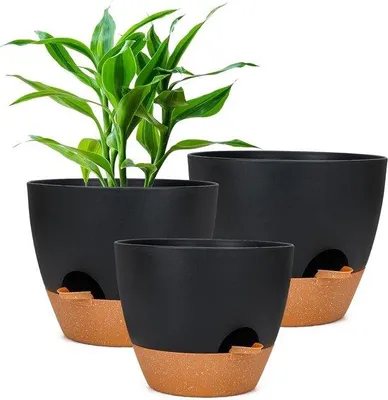 Produktbild von Orchideen-Pflanztopf mit automatischem Bewässerungssystem und Standfuß für Innen- und Außenbereich - wassersparender Orchideen-Pflanztopf aus Kunststoff - groß