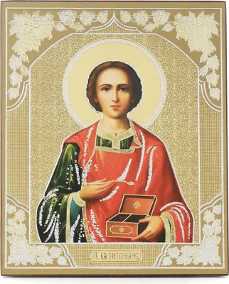 Produktbild von Heiliger Panteleimon Holz Ikone 10x12cm christlich orthodox 11358