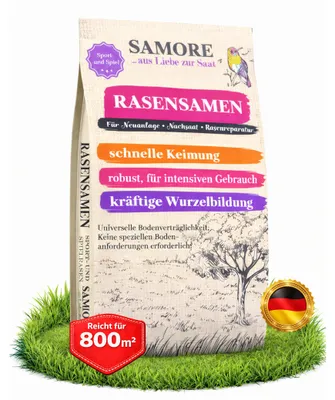 Produktbild von Rasensamen Sport & Spiel 2x10 kg, Robuster & dichter Rasen für Garten & Spielrasen, Schnelle Keimung, trittfest & pflegeleicht