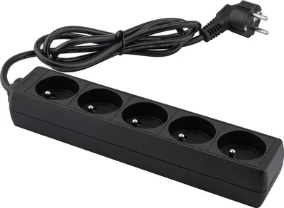 Image de Rallonge secteur - 5 prises avec mise à la terre Bloc multiprise 1,5 m 3x1 mm 13 A Noir