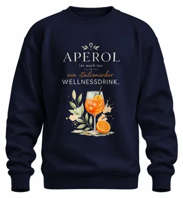 Productafbeelding van APEROL is ook een Italiaanse cocktail, een wellnessdrank. Sweatshirt, marineblauw, maat 3XL