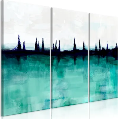 Produktbild von Italienischer Leinwand Leinwandbild - Mountain Lake (3 Parts) 90x60 cm Landschaften c-A-0221-b-e