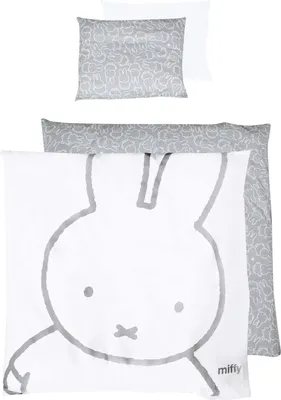 Produktbild von roba Wiegenset 2-tlg, Kollektion 'miffy®', Wiegenbettwäsche 80x80cm, Wendebettwäsche, 100% Baumwolle