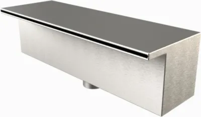 A stainless steel waterfall shower head.