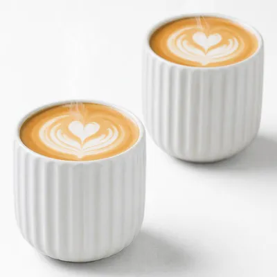 Produktbild von Kaffeebecher ohne Henkel 2er Set 180ml Keramik Dickwandig Weiß