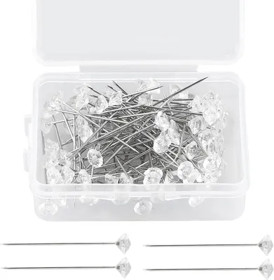 Productafbeelding van Kristal Spelden - Diamant Pinnen - Decoratief Naaien - Glanzend Acryl - 100 Stuks - Helder