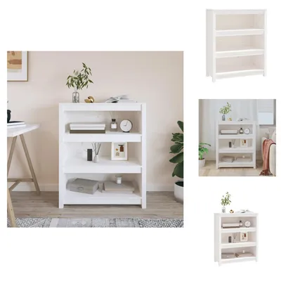 Obrázek produktu pro vidaXL Knihovna bílá 80x35x97 cm z masivního borovicového dřeva - Knihovny a regály