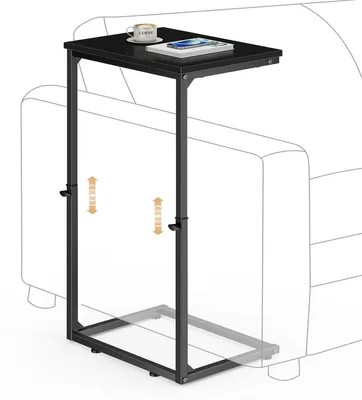 Produktbild von C-Form Beistelltisch Höhenverstellbar 45-85 cm Schwarz Metallgestell Laptoptisch