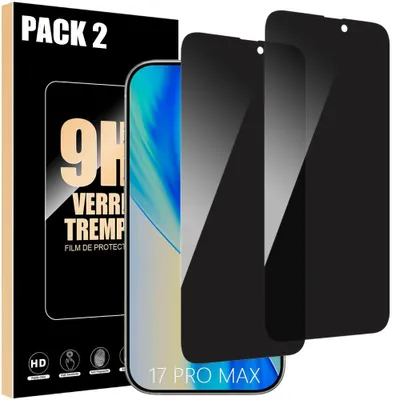 Image de Vitre Protection Verre Trempé Anti-espion pour iPhone 17 Pro Max - Noir Lot de 4