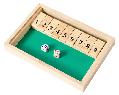 Produktbild von Würfelspiel Shut the Box Holzspiel - 1 Spieler - 2 Würfel - 20 x 12 x 2 cm