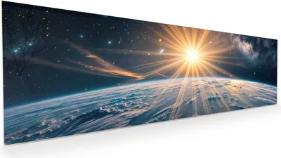 Produktbild von Glasbild 120x40cm in XXL für Wohnzimmer, Schlafzimmer Motiv Sonnenaufgang Erde