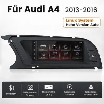 Immagine prodotto di Autoradio per Audi A4 MMI 3G (2013-2016) con sistema Linux, display da 8,8 pollici, CarPlay e Android Auto wireless, Bluetooth e ingresso AUX