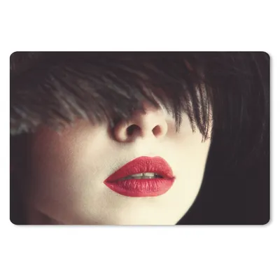 Produktbild von MuchoWow® Schreibtischunterlage Frau - Lippen - Rot - Porträt 60x40 cm - XXL Mauspad - Großes Mauspad