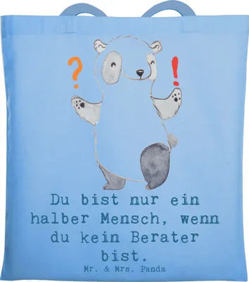Produktbild von Mr. & Mrs. Panda Beutel Berater Herz - Sky Blue - Geschenk, Beruf, Jutebeutel, Tote Bag, Einkaufstasche, Spruch, Laptoptasche, Lustig, Witzig, Tasche, Finanzberater