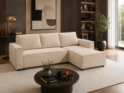 Produktbild von FurMeb24 Modernes Ecksofa LINO L-Form 230 x 140 cm Rechts mit Schlaffunktion und Bettkasten – Magic Velvet 2256