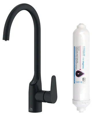 Produktbild von Spülenarmatur schwarz mit Trinkwasserfilter modernes Design