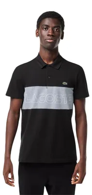 Image de Lacoste - Polo pour homme, Petit Piqué, coupe classique GT16462 (XS) (noir/argent)