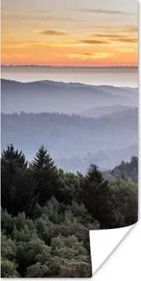 Produktbild von MuchoWow® Poster Berge - Sonne - Wald - Landschaft 60x120 cm - Wandschmuck