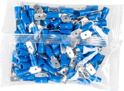 Produktbild von Vayox Set 100 Stk. Flachstecker isoliert männlich 1.5-2.5mm2 6.3mm Blau