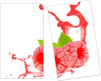 Produktbild von Spritzschutz Herdabdeckplatte Schneidebrett aus Glas Himbeersplash 2-Teilig (60x52cm)